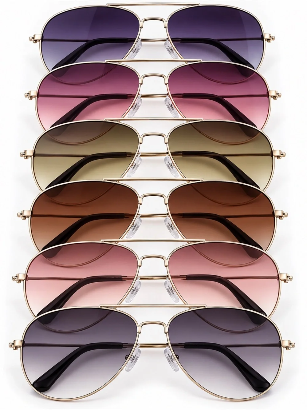 Gold Frame Brown Gradient Aviator Sunglasses - Women Accessories